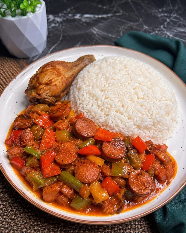Rice and chicken sauce